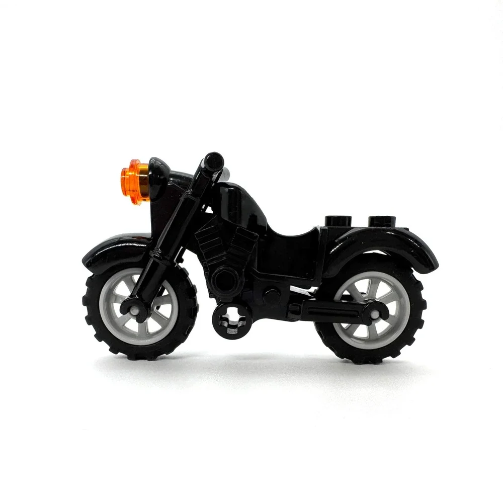 Lego Black Motorcycle Minifigure Scale Vehicle Black Chassis Vintage Town City